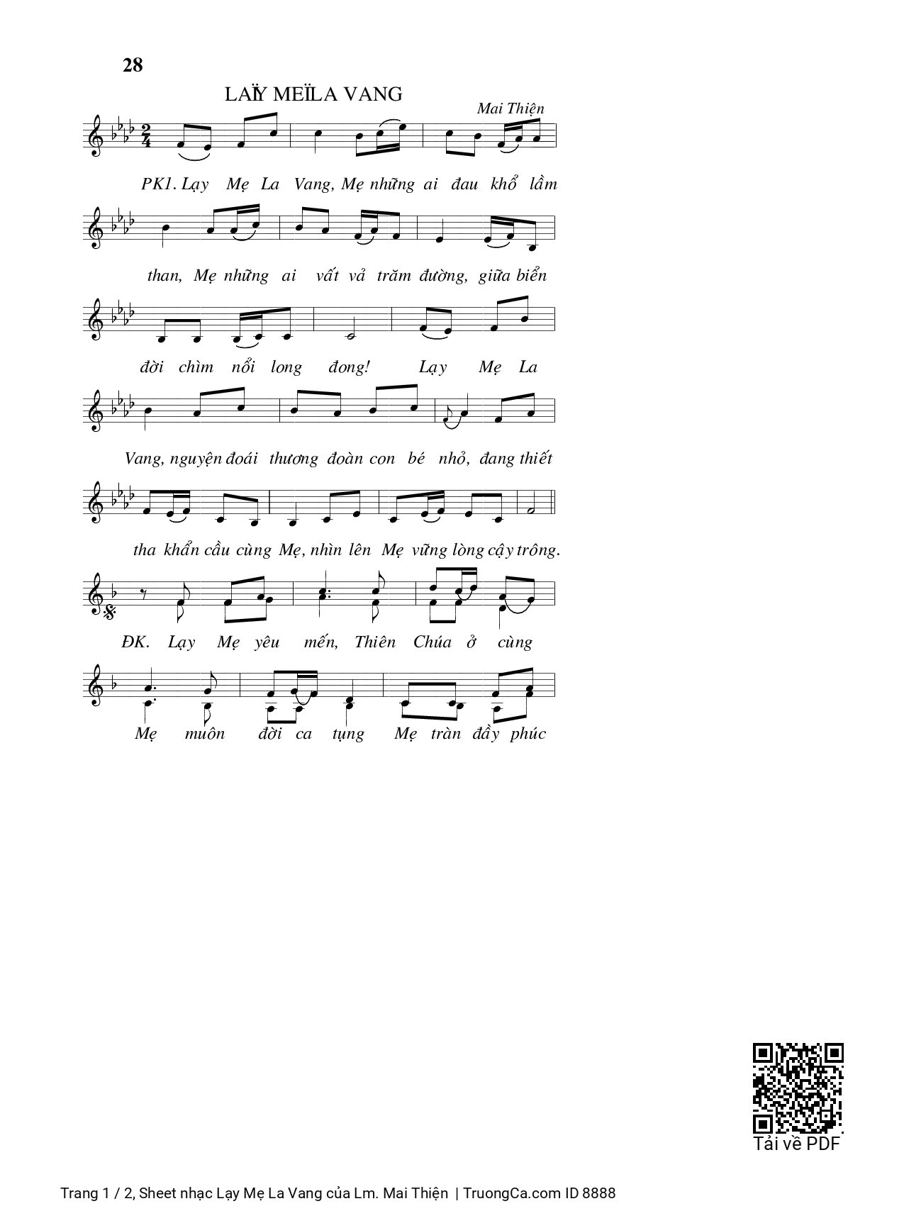 Sheet PDF of Lạy Mẹ La Vang