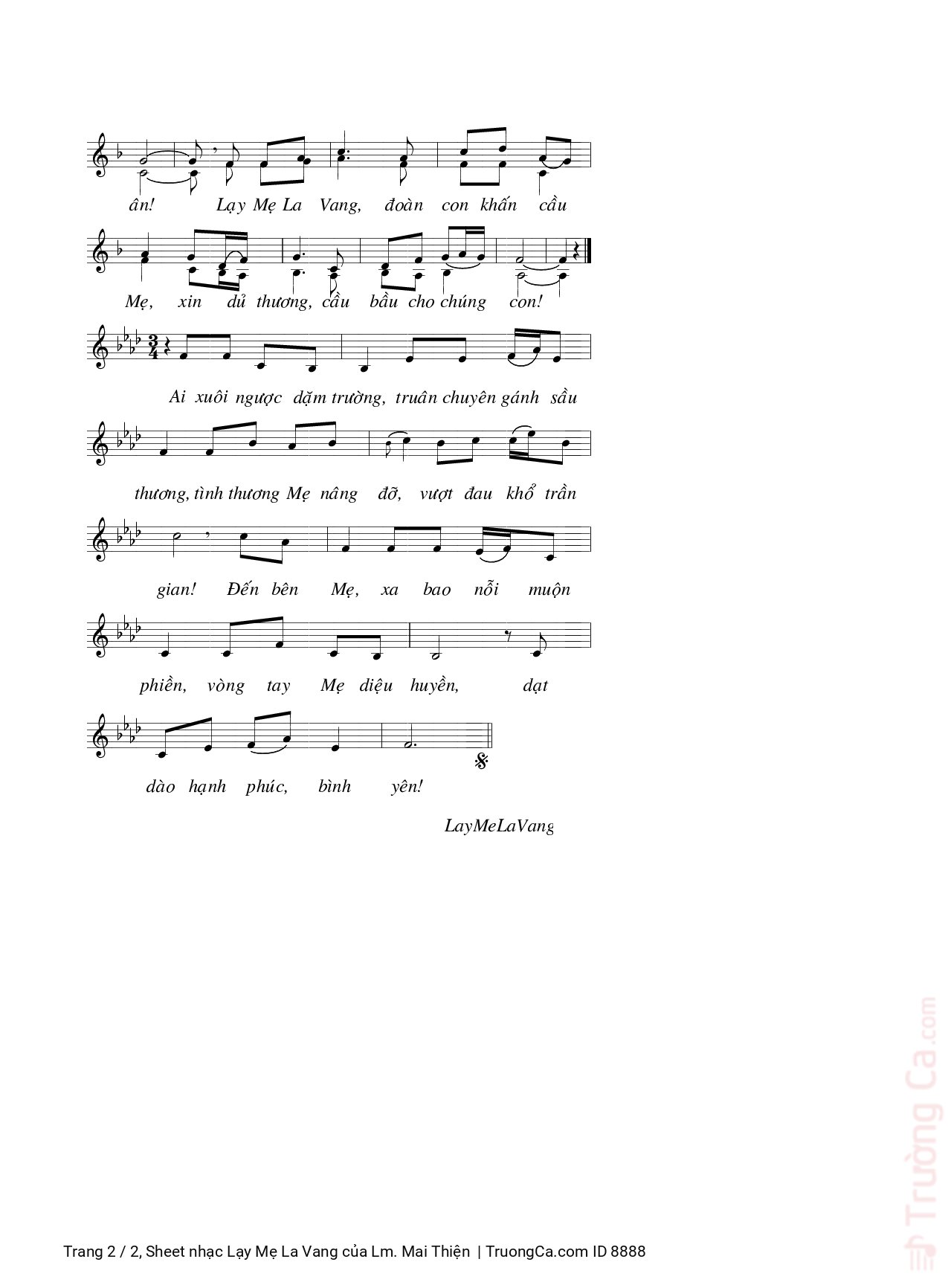 Page 2 of Sheet music PDF Lạy Mẹ La Vang - Lm. Mai Thiện