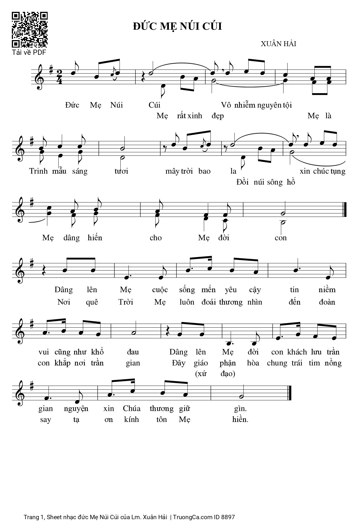 Sheet PDF of đức Mẹ Núi Cúi