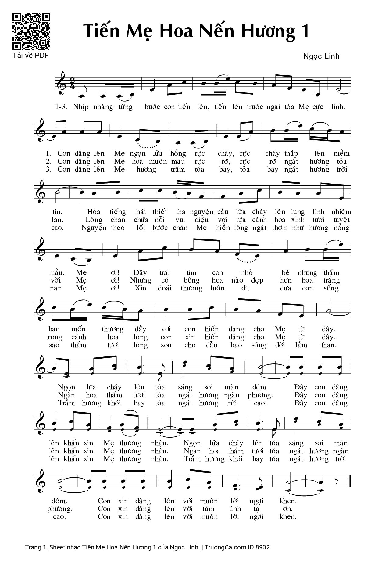 Sheet PDF of Tiến Mẹ Hoa Nến Hương 1