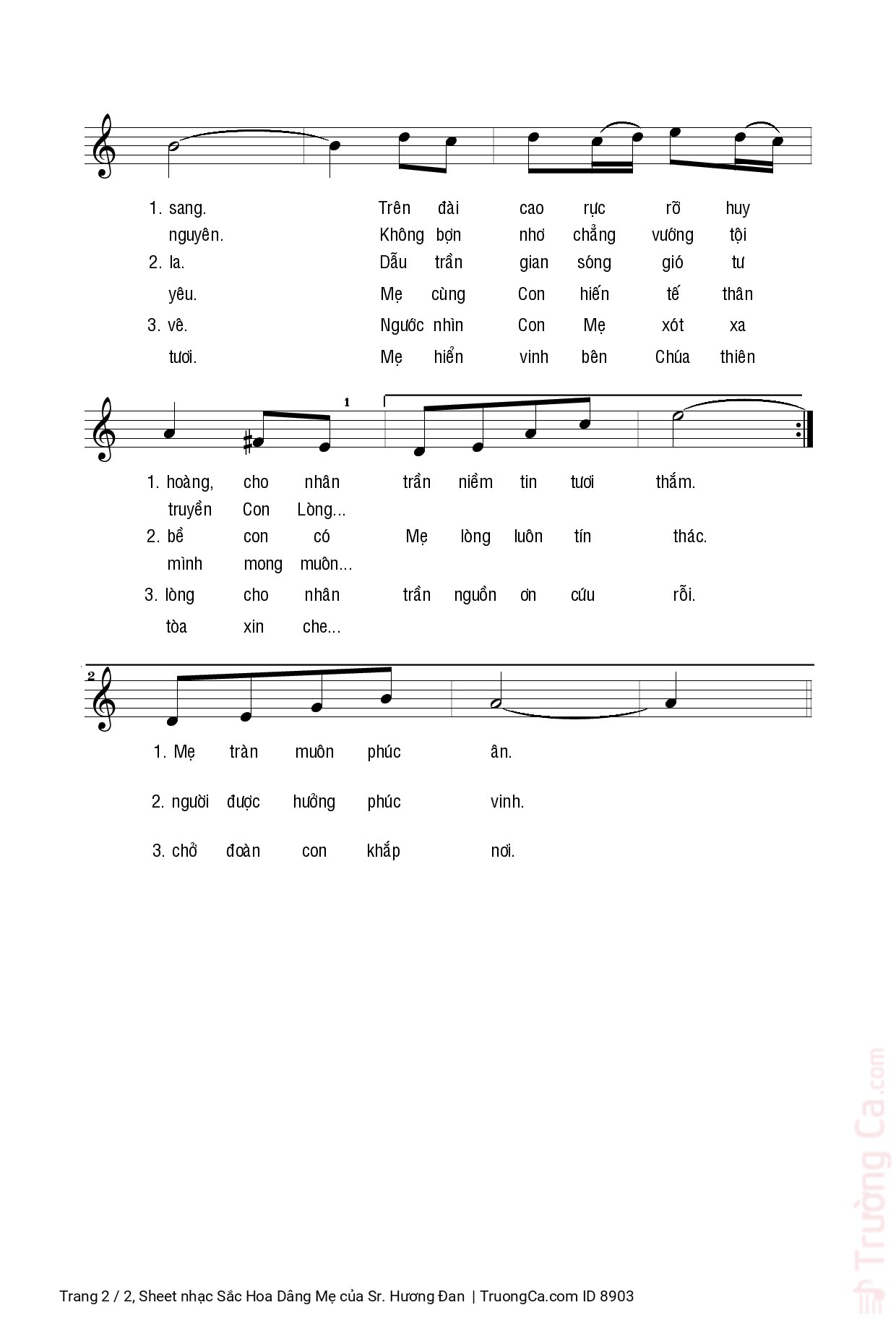 Page 2 of Sheet music PDF Sắc Hoa Dâng Mẹ - Sr. Hương Đan
