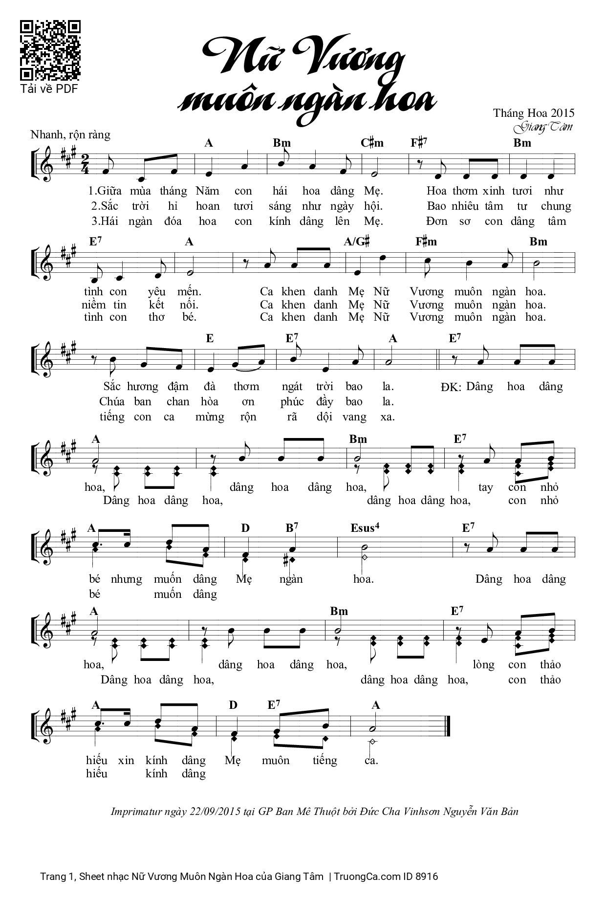 Sheet PDF of Nữ Vương Muôn Ngàn Hoa