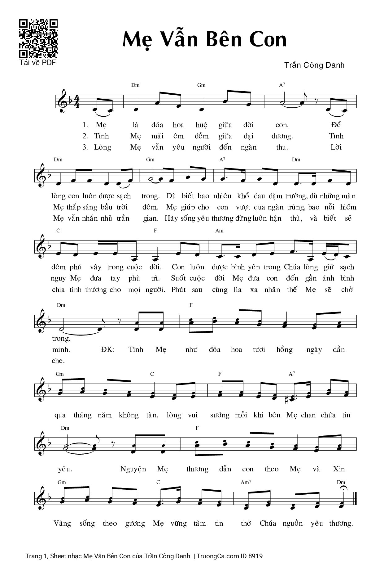 Sheet PDF of Mẹ Vẫn Bên Con