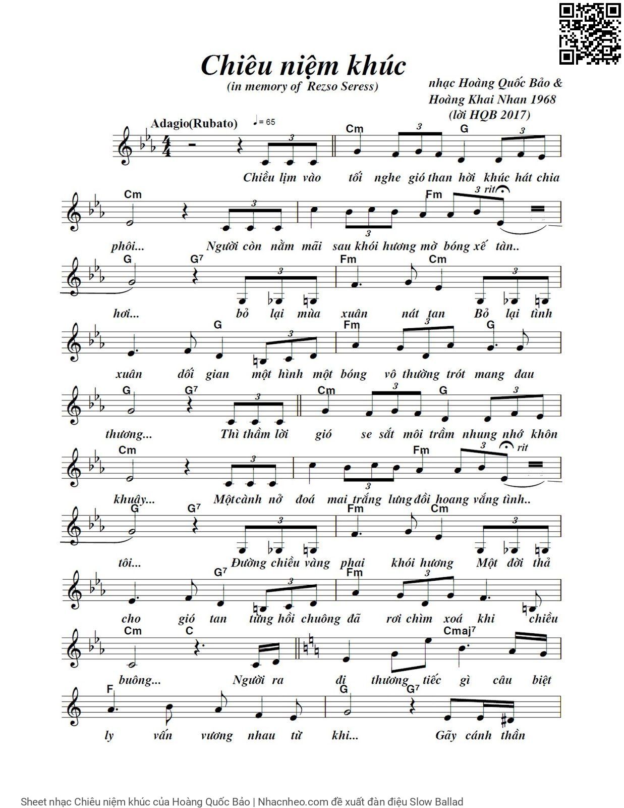 Sheet PDF of Chiêu niệm khúc