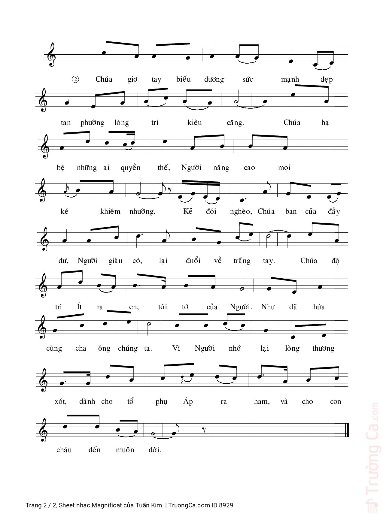 Page 2 of Sheet music PDF Magnificat - Tuấn Kim