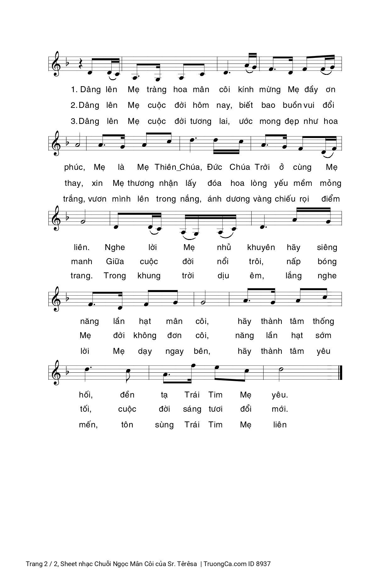 Page 2 of Sheet music PDF Chuỗi Ngọc Mân Côi - Sr. Têrêsa