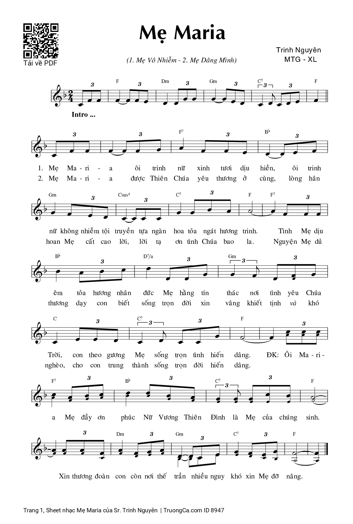 Mẹ Maria - Sr. Trinh Nguyên