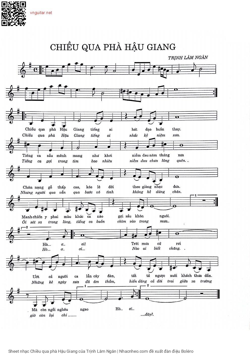 Sheet PDF of Chiều qua phà Hậu Giang