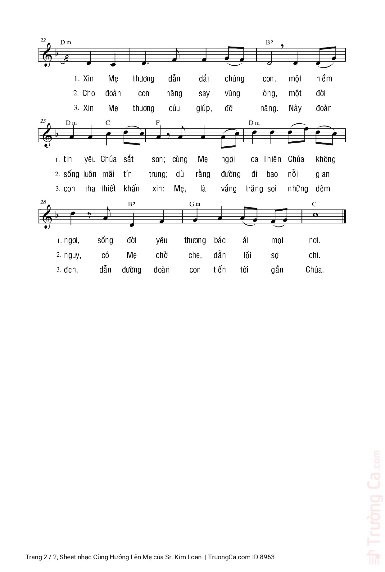 Page 2 of Sheet music PDF Cùng Hướng Lên Mẹ - Sr. Kim Loan