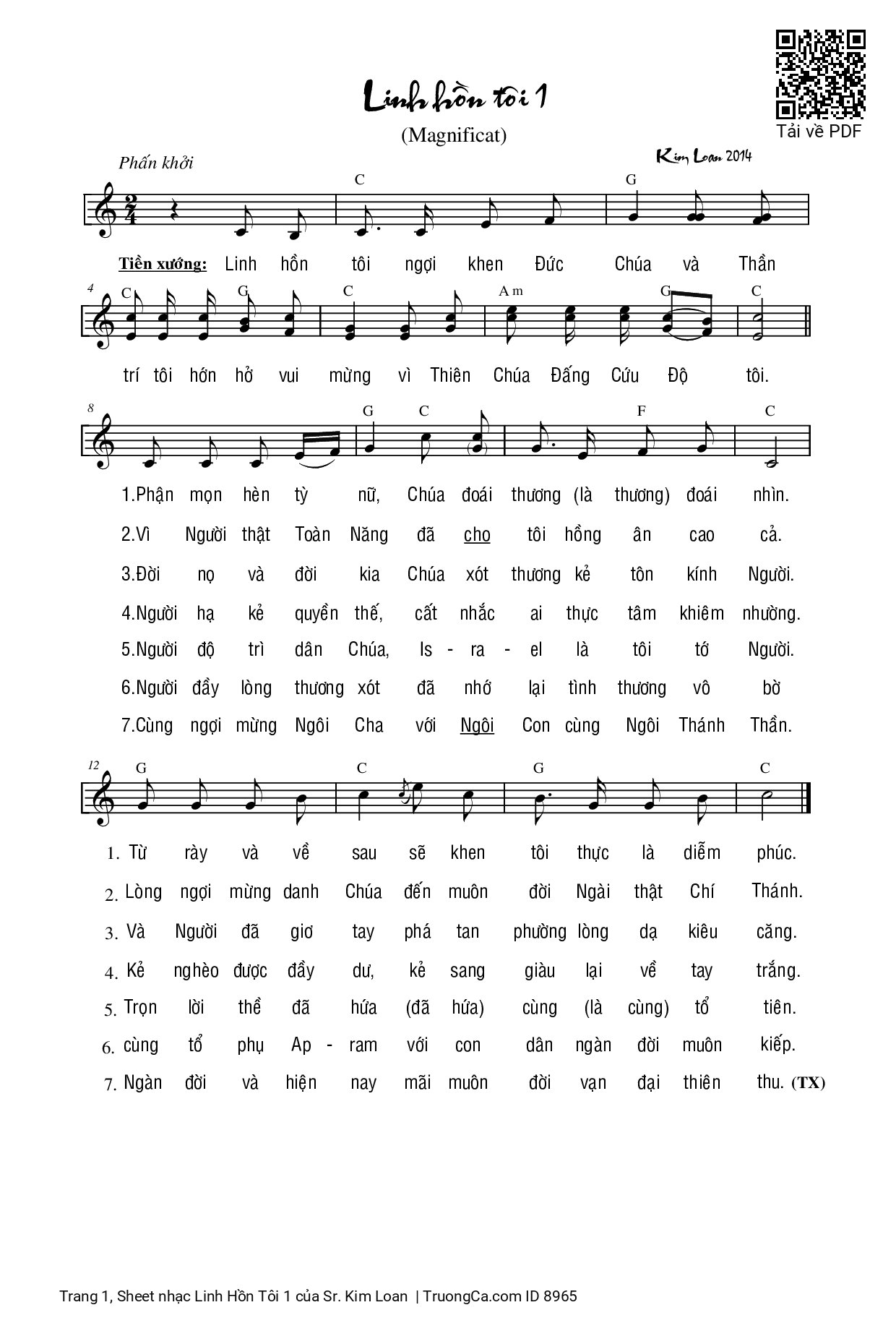 Sheet PDF of Linh Hồn Tôi 1