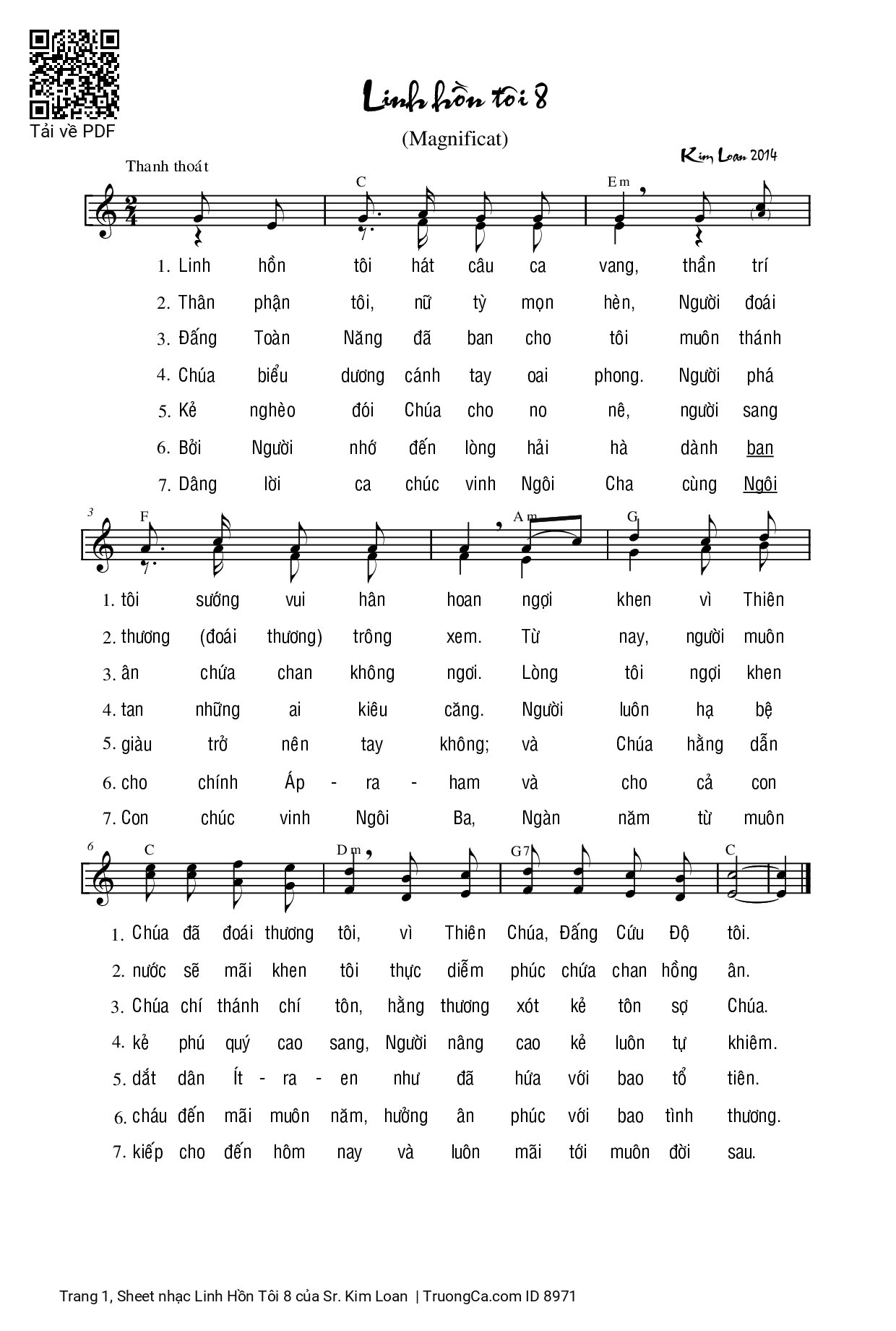 Sheet PDF of Linh Hồn Tôi 8