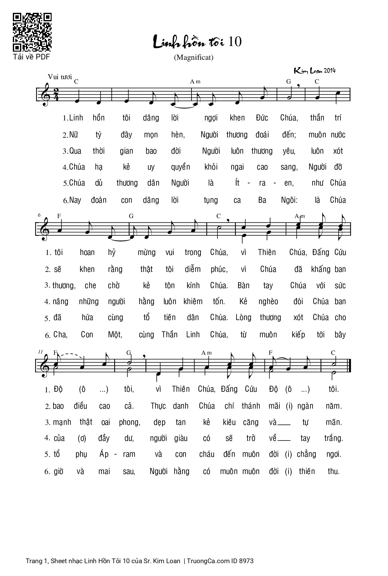Sheet PDF of Linh Hồn Tôi 10