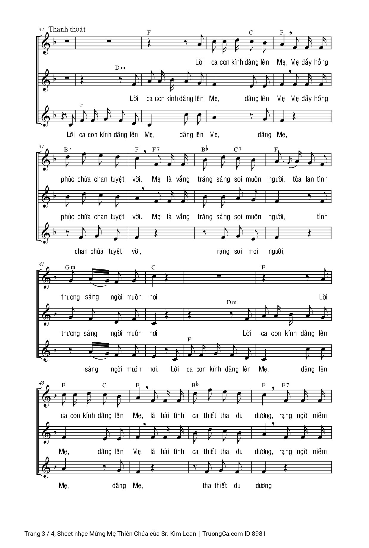 Page 3 of Sheet music PDF Mừng Mẹ Thiên Chúa - Sr. Kim Loan