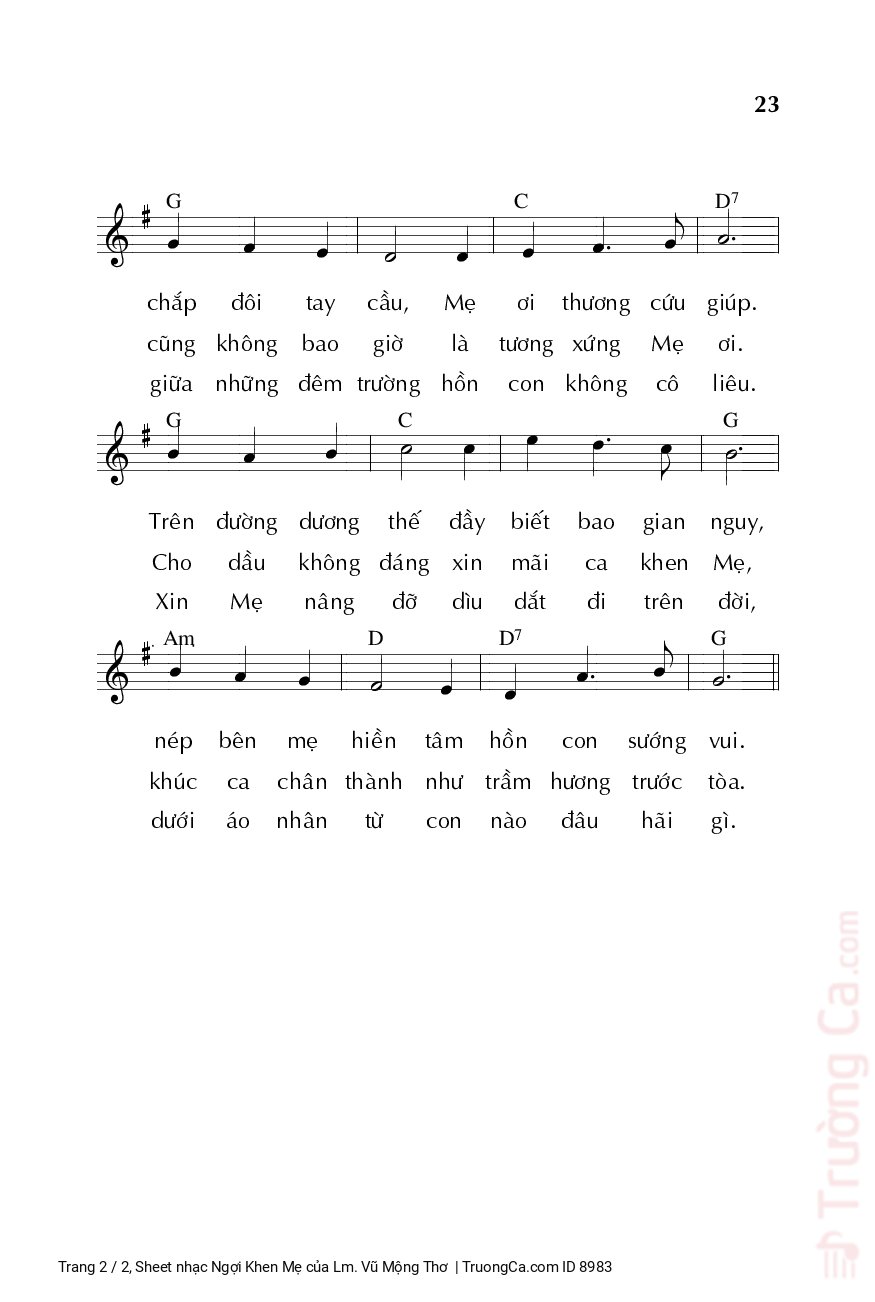 Page 2 of Sheet music PDF Ngợi Khen Mẹ - Lm. Vũ Mộng Thơ