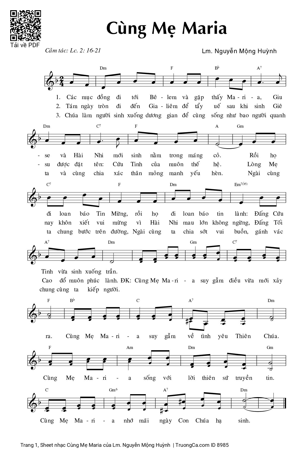 Sheet PDF of Cùng Mẹ Maria