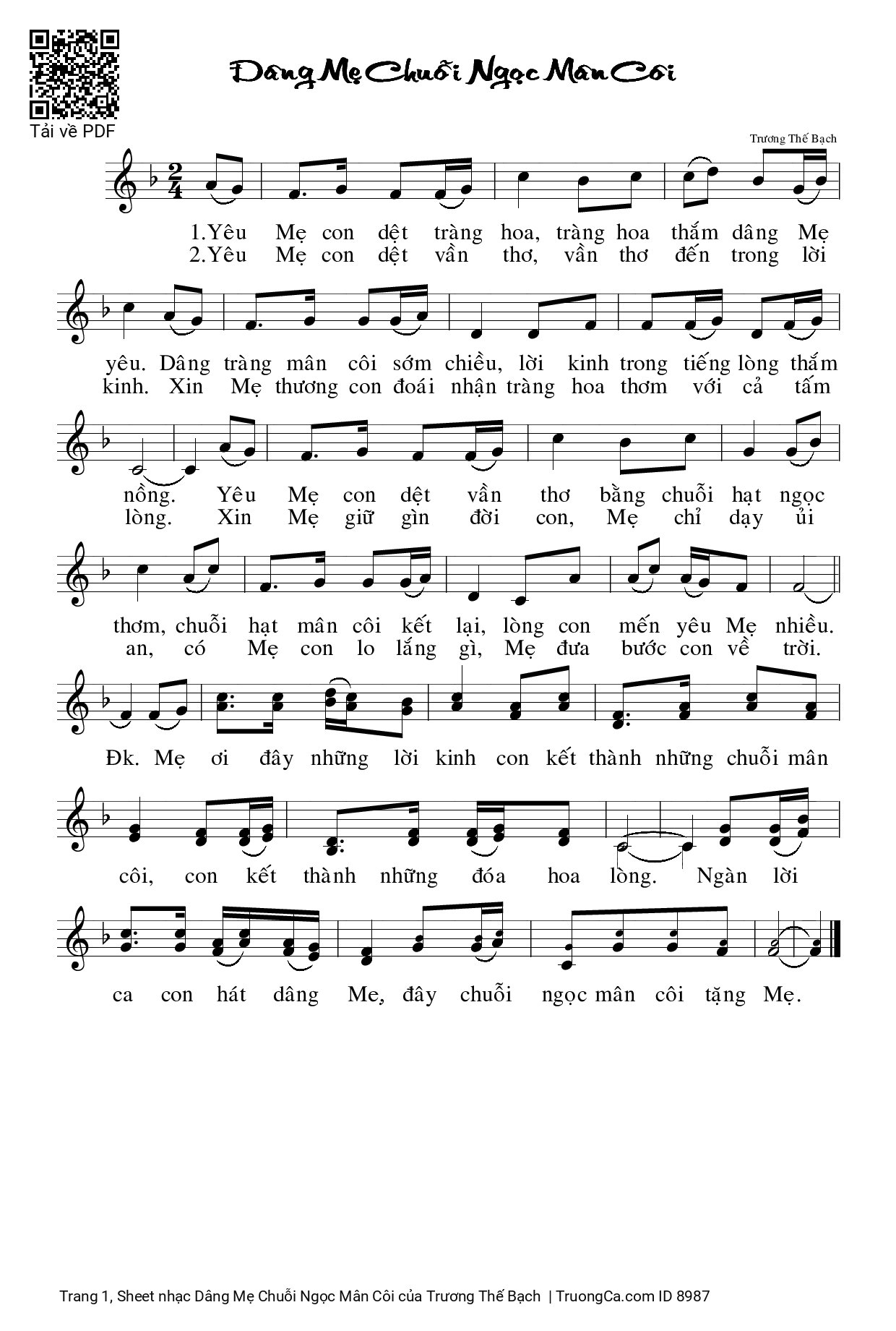 Sheet PDF of Dâng Mẹ Chuỗi Ngọc Mân Côi