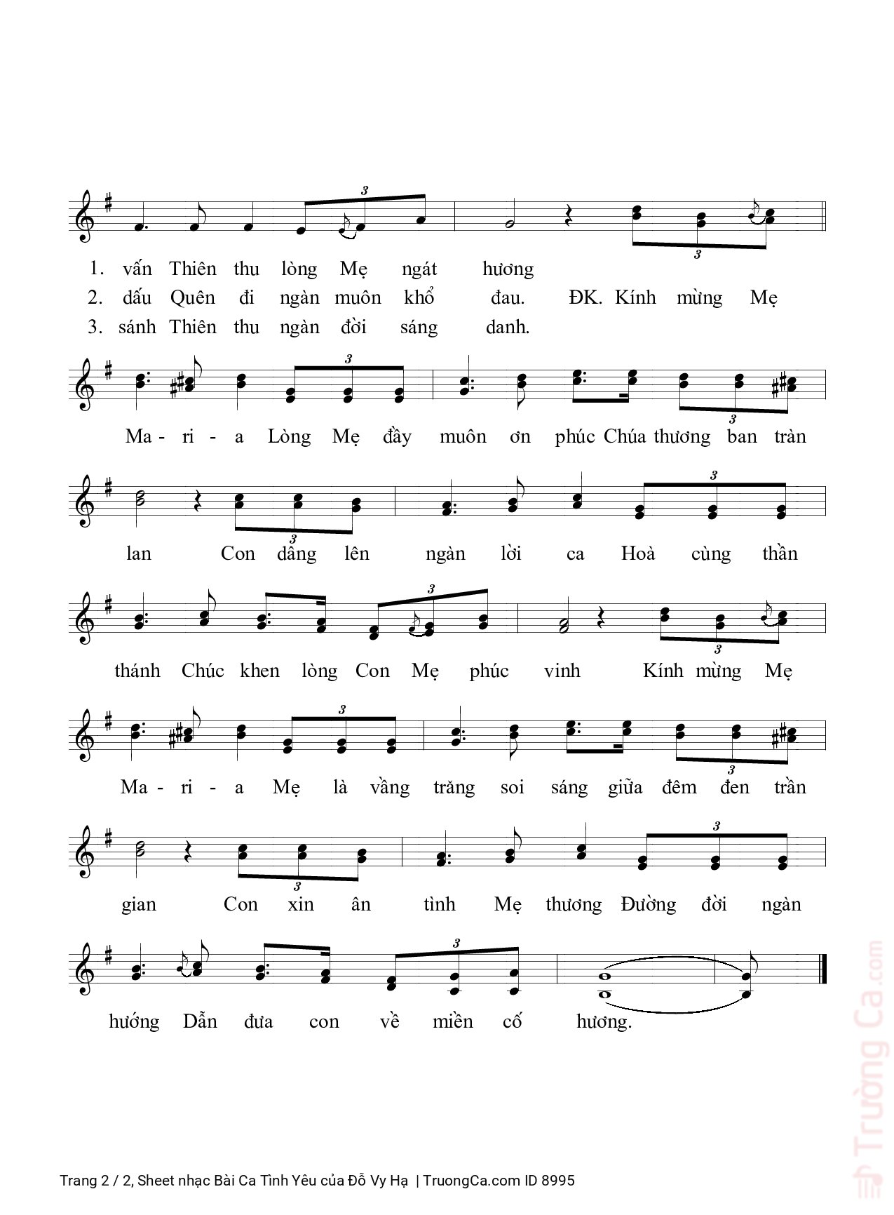 Page 2 of Sheet music PDF Bài Ca Tình Yêu - Đỗ Vy Hạ