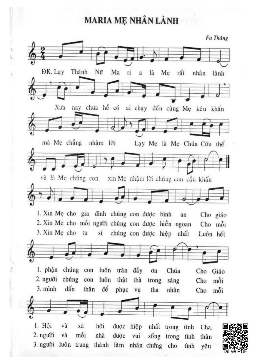 Sheet PDF of Maria Mẹ Nhân Lành