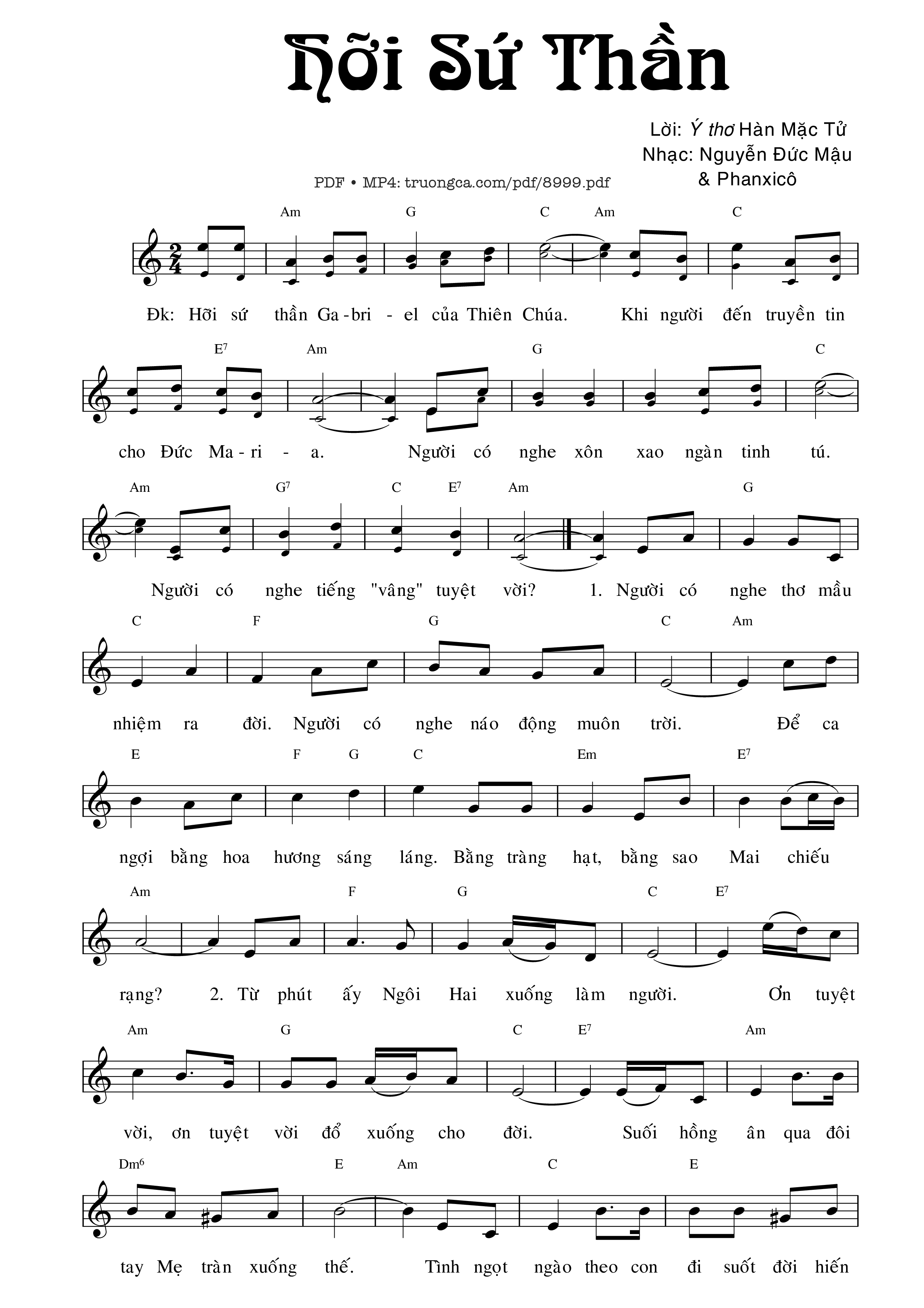 Sheet PDF of Hỡi Sứ Thần