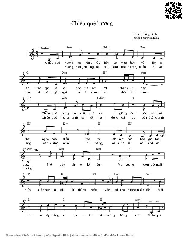 Sheet PDF of Chiều quê hương