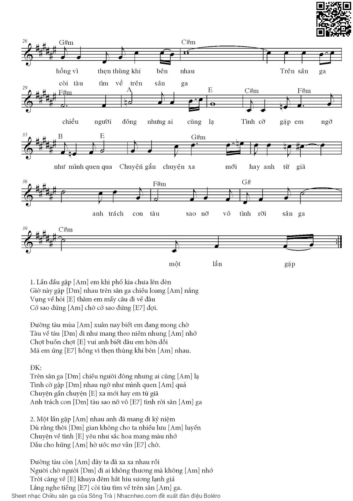 Page 2 of Sheet music PDF Chiều sân ga - Sông Trà