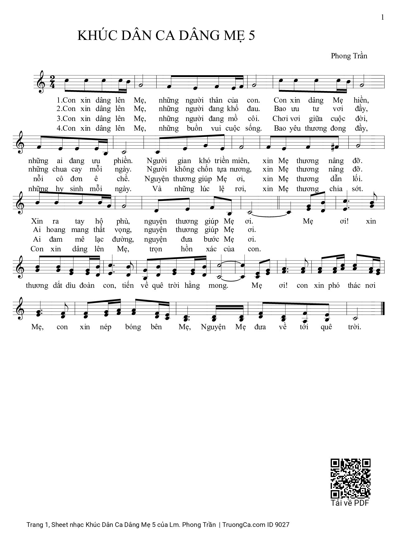 Sheet PDF of Khúc Dân Ca Dâng Mẹ 5