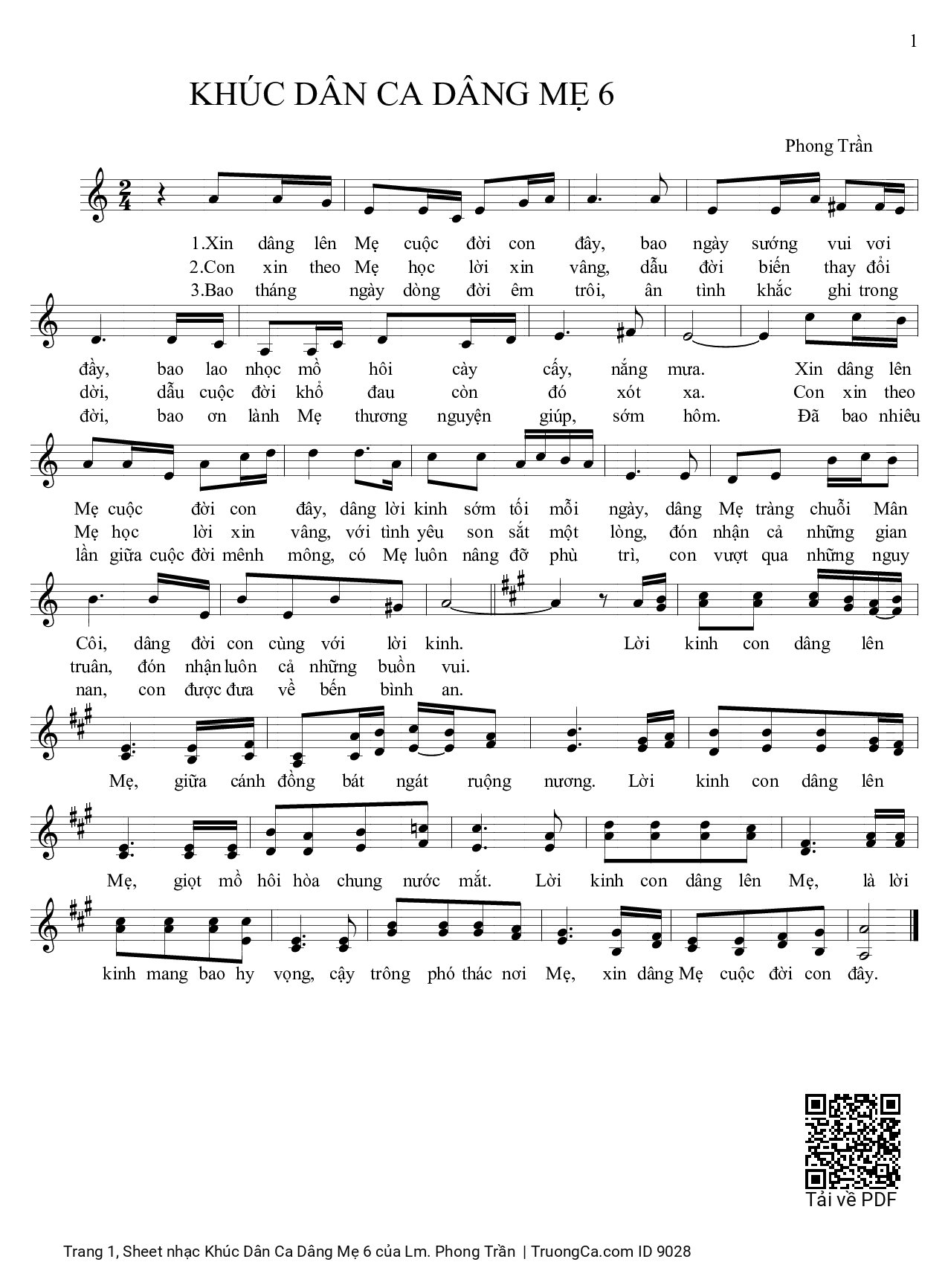 Sheet PDF of Khúc Dân Ca Dâng Mẹ 6