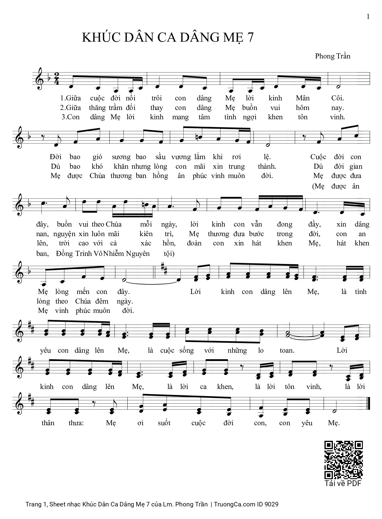 Sheet PDF of Khúc Dân Ca Dâng Mẹ 7