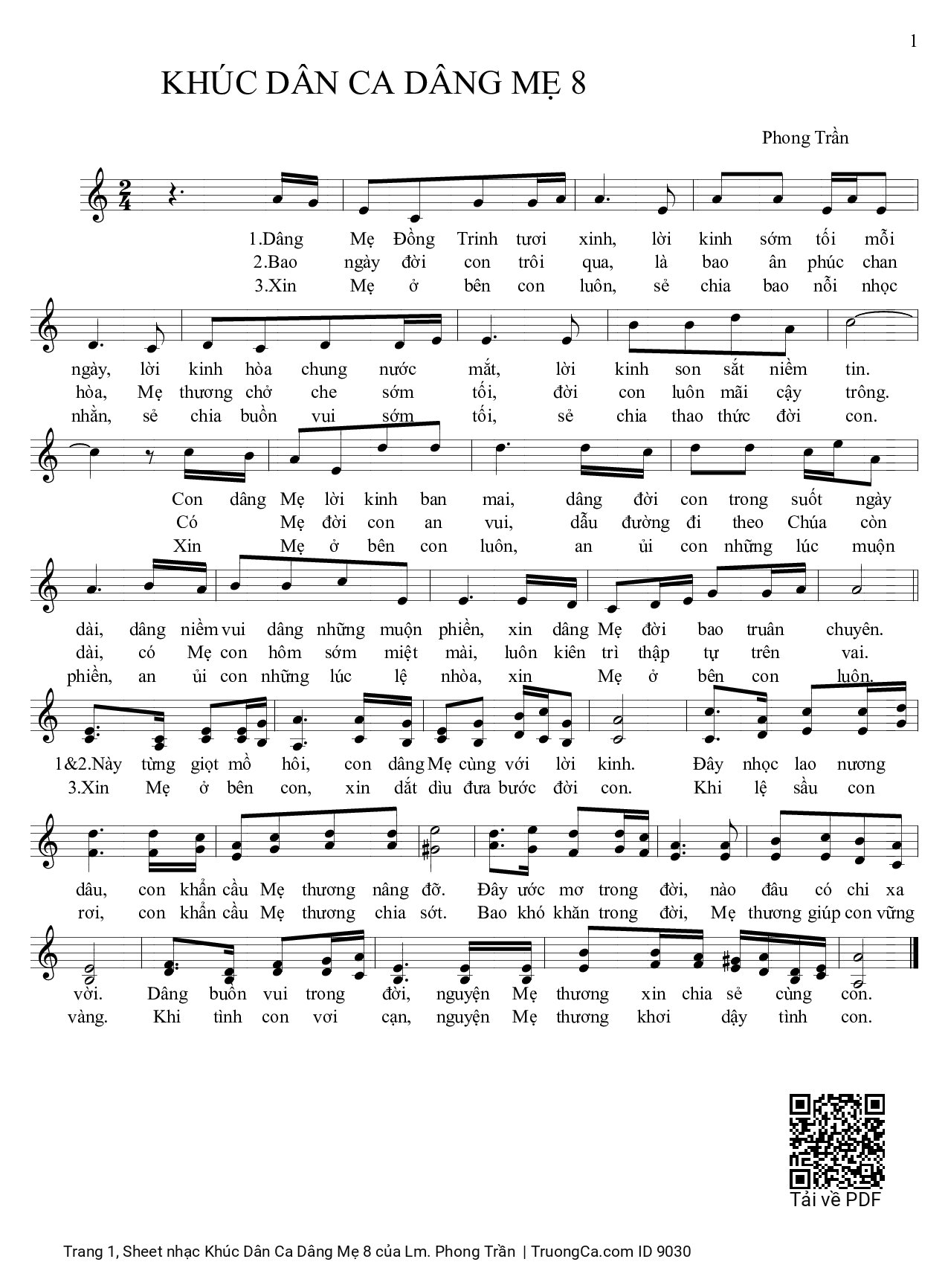 Sheet PDF of Khúc Dân Ca Dâng Mẹ 8