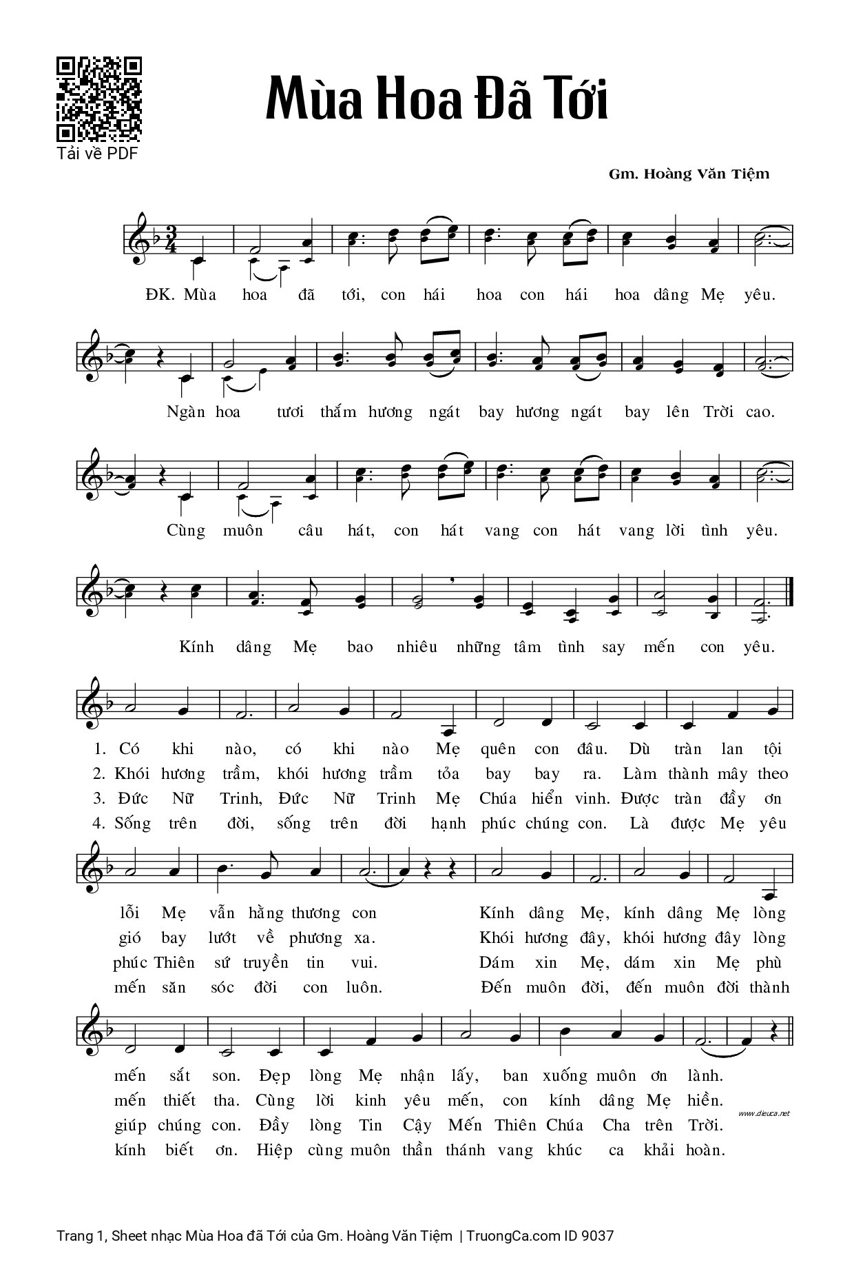 Sheet PDF of Mùa Hoa đã Tới