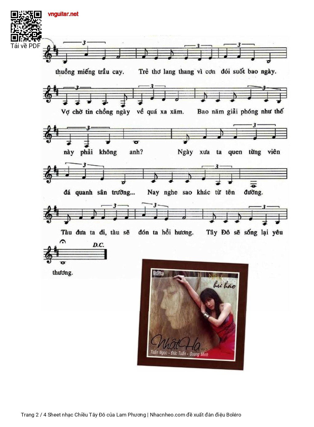 Page 2 of Sheet music PDF Chiều Tây Đô - Lam Phương