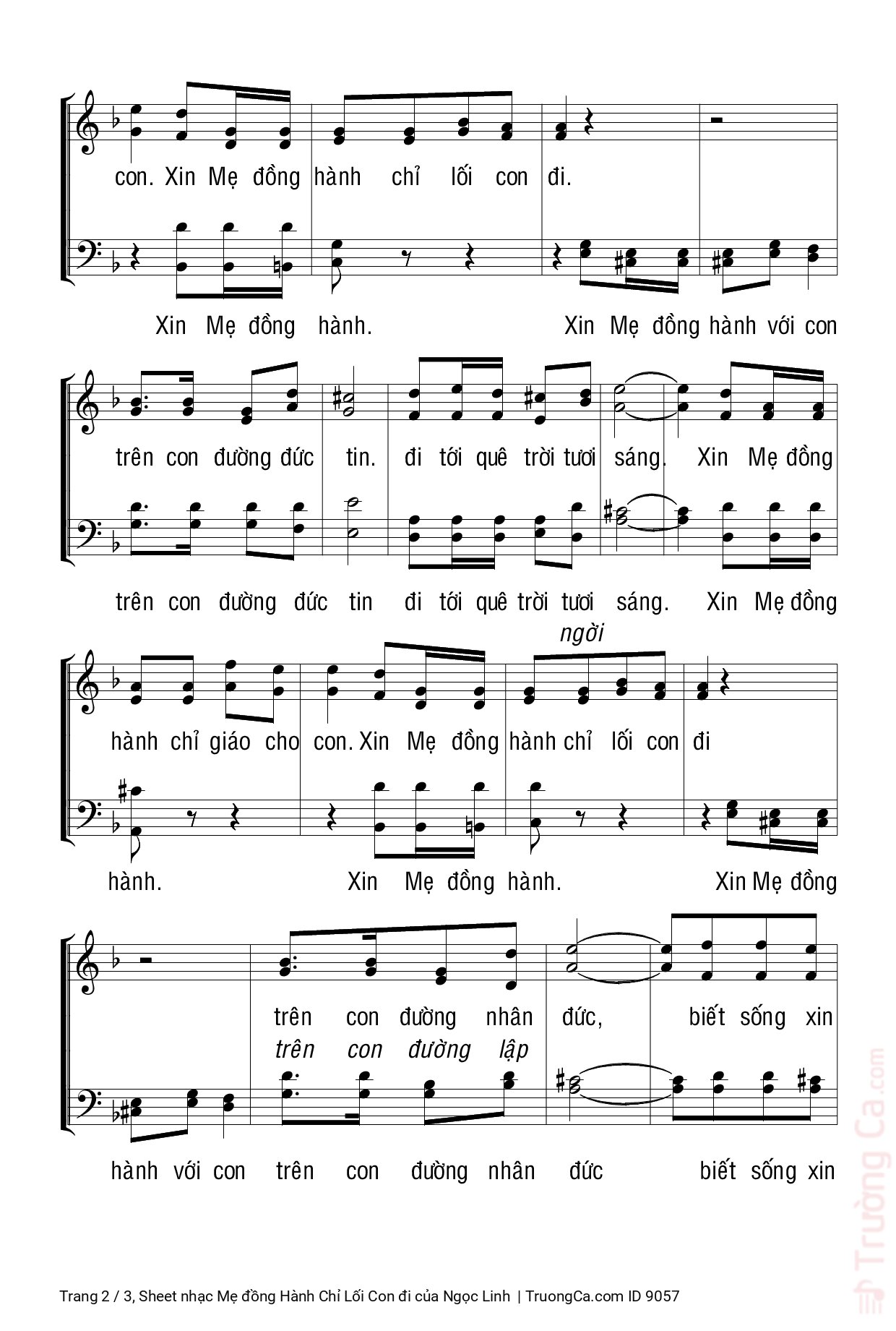 Page 2 of Sheet music PDF Mẹ đồng Hành Chỉ Lối Con đi - Ngọc Linh