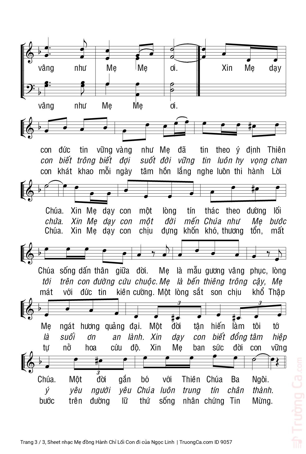 Page 3 of Sheet music PDF Mẹ đồng Hành Chỉ Lối Con đi - Ngọc Linh
