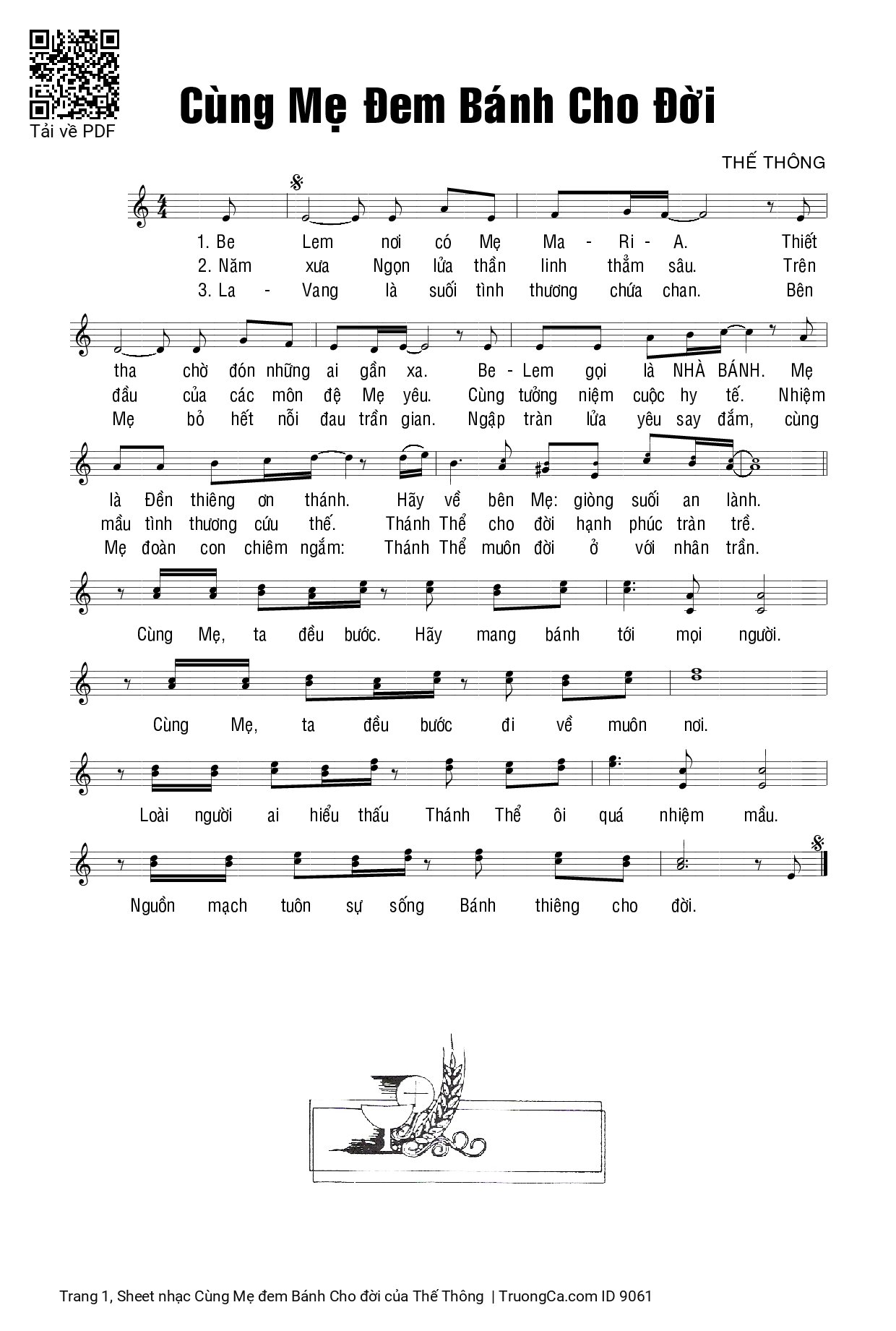 Page 1 of Sheet music PDF Cùng Mẹ đem Bánh Cho đời - Thế Thông