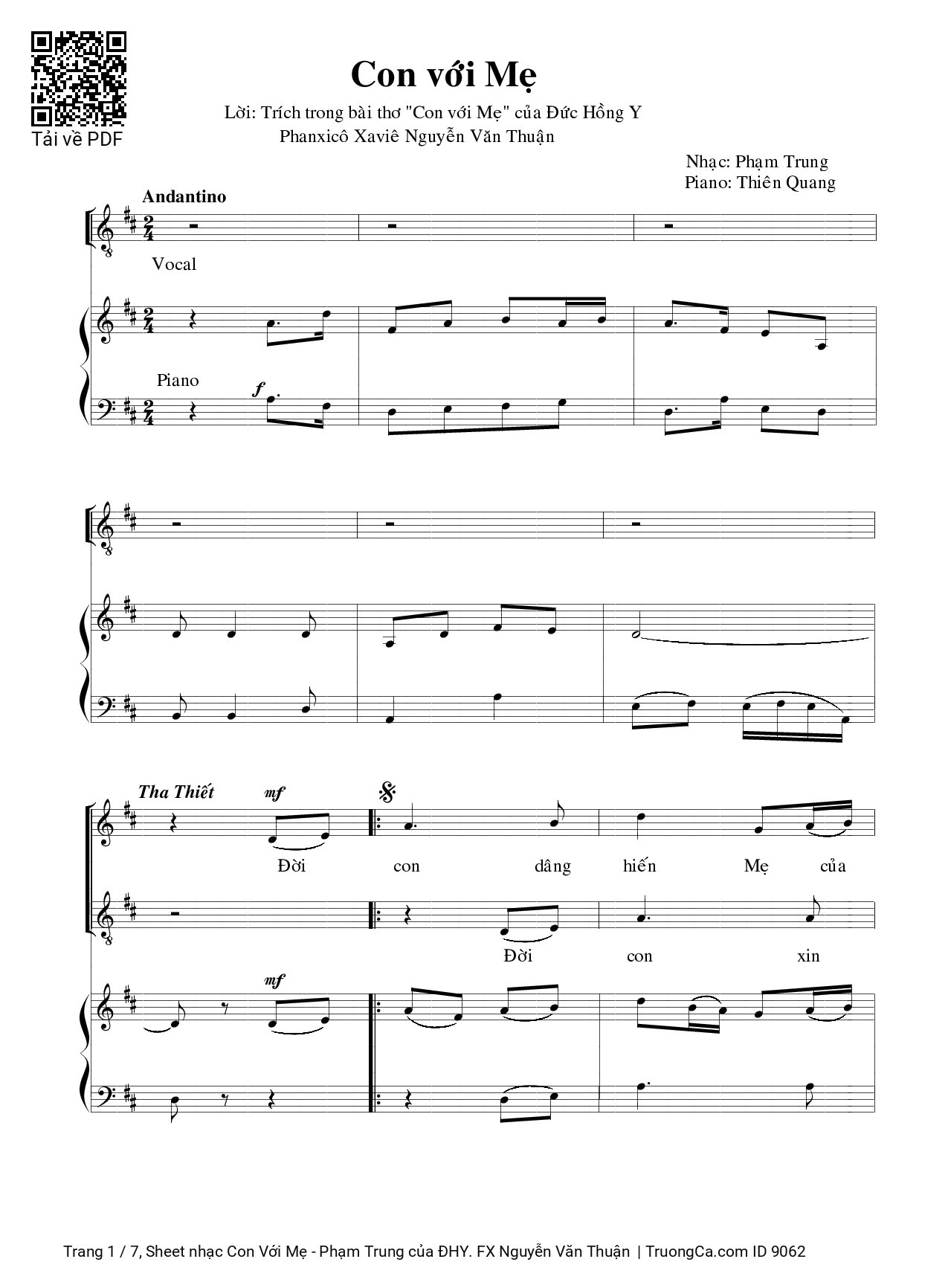 Sheet PDF of Con Với Mẹ - Phạm Trung
