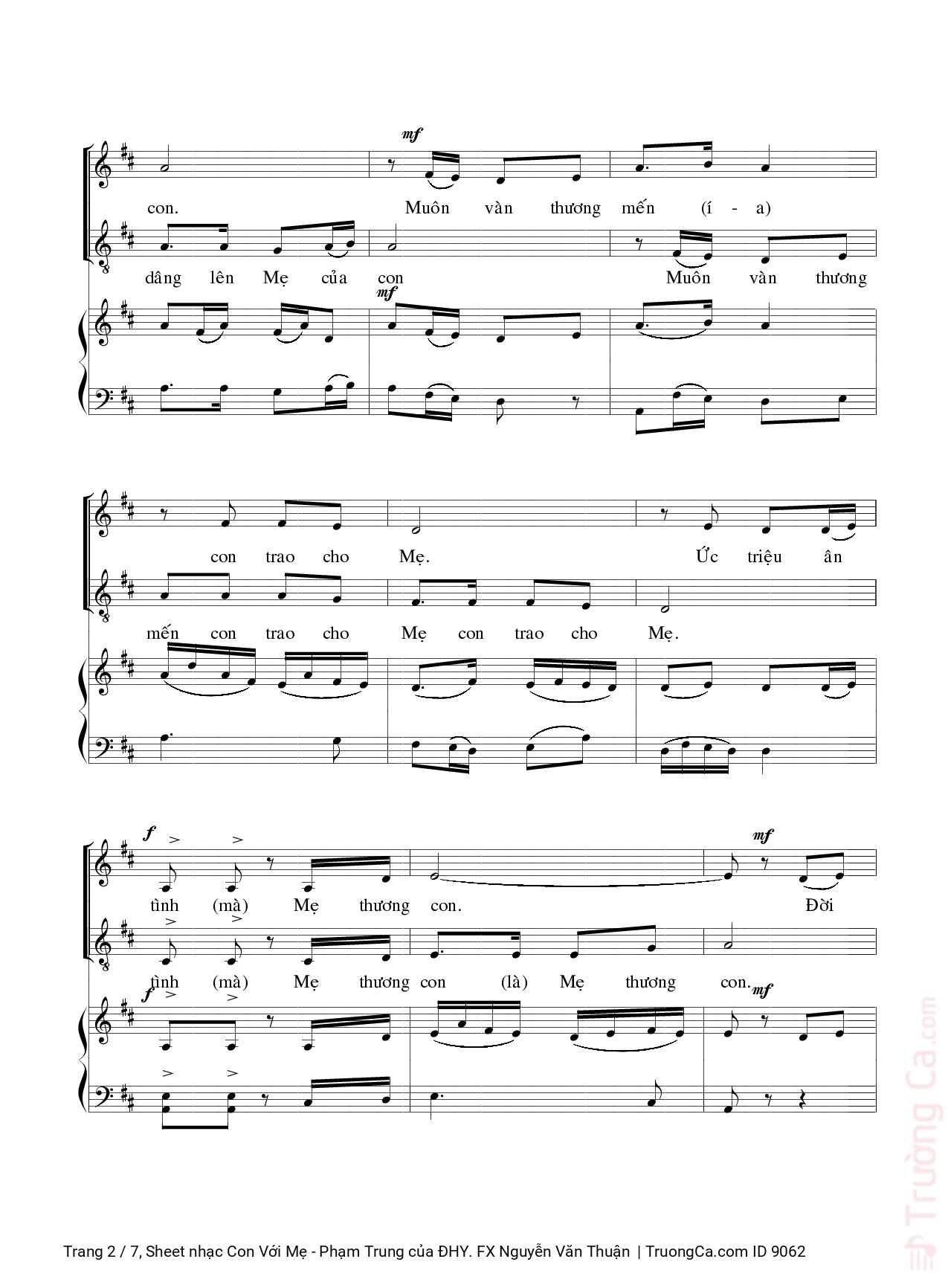 Page 2 of Sheet music PDF Con Với Mẹ - Phạm Trung - ĐHY. FX Nguyễn Văn Thuận