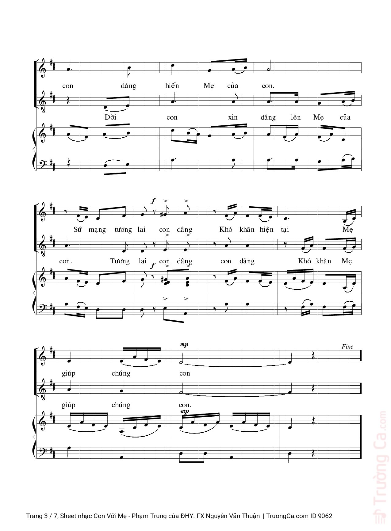 Page 3 of Sheet music PDF Con Với Mẹ - Phạm Trung - ĐHY. FX Nguyễn Văn Thuận