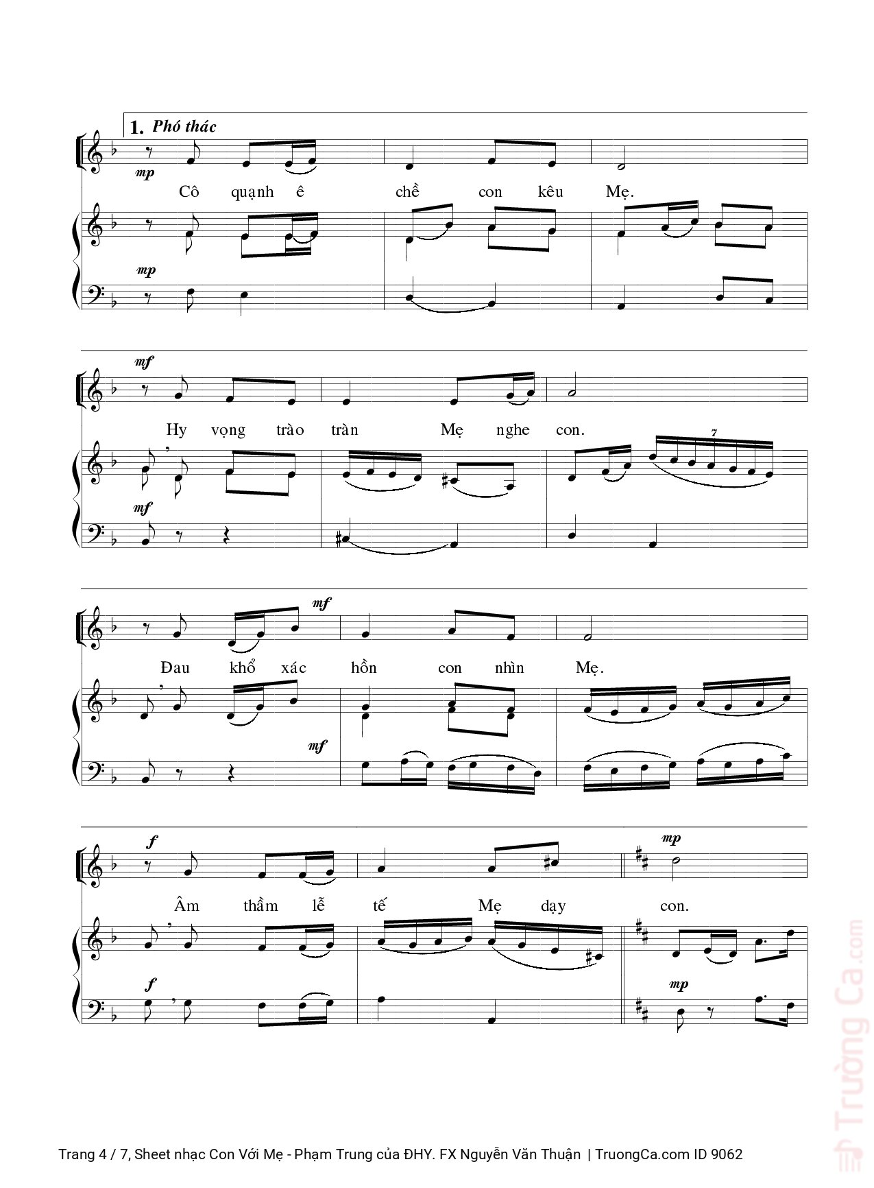 Page 4 of Sheet music PDF Con Với Mẹ - Phạm Trung - ĐHY. FX Nguyễn Văn Thuận