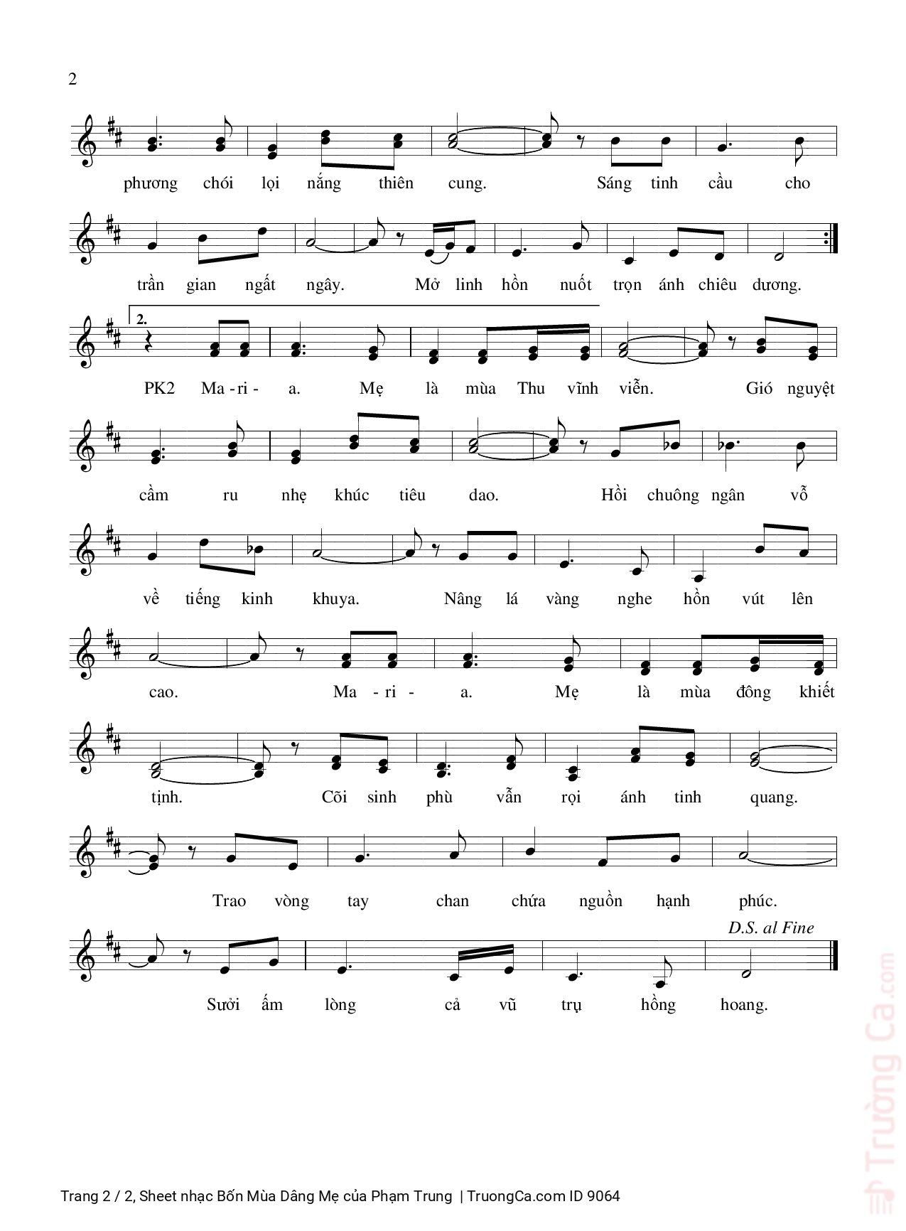 Page 2 of Sheet music PDF Bốn Mùa Dâng Mẹ - Phạm Trung