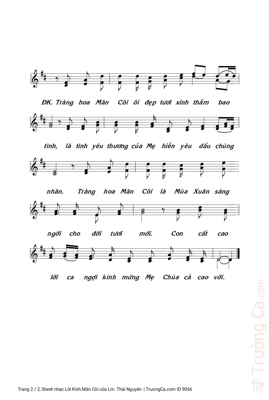 Page 2 of Sheet music PDF Lời Kinh Mân Côi - Lm. Thái Nguyên