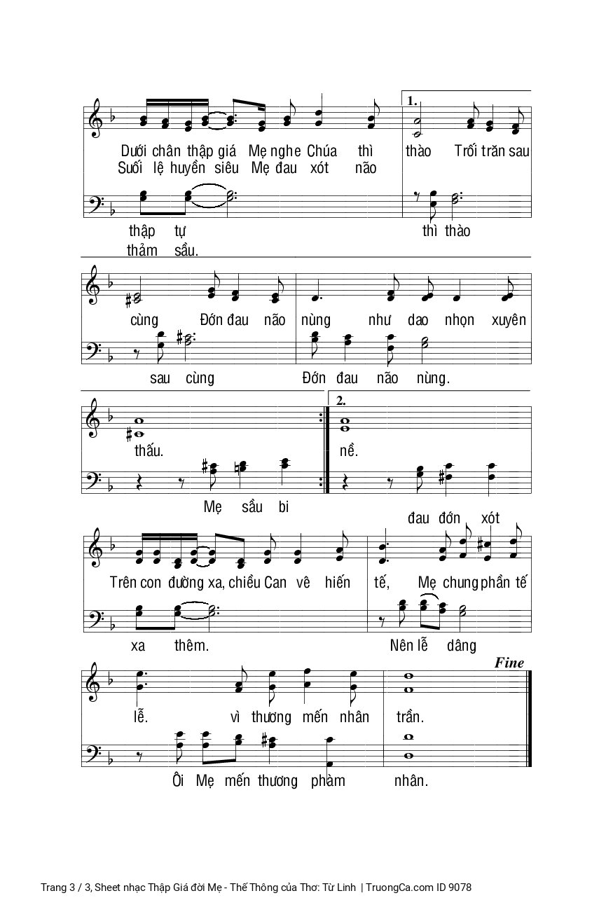 Page 3 of Sheet music PDF Thập Giá đời Mẹ - Thế Thông - Thơ: Từ Linh