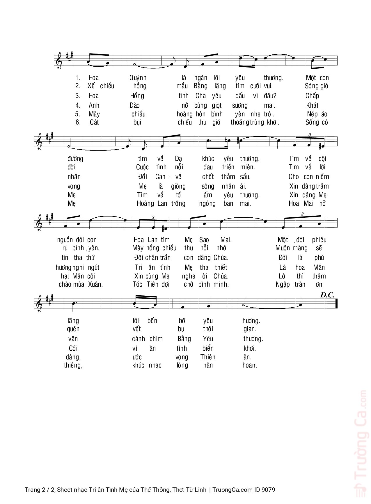 Page 2 of Sheet music PDF Tri ân Tình Mẹ - Thế Thông, Thơ: Từ Linh