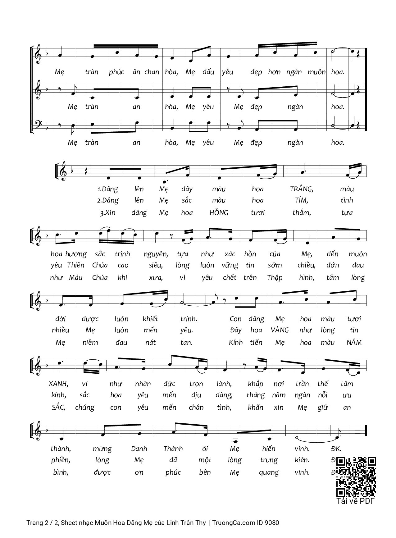 Page 2 of Sheet music PDF Muôn Hoa Dâng Mẹ - Linh Trần Thy