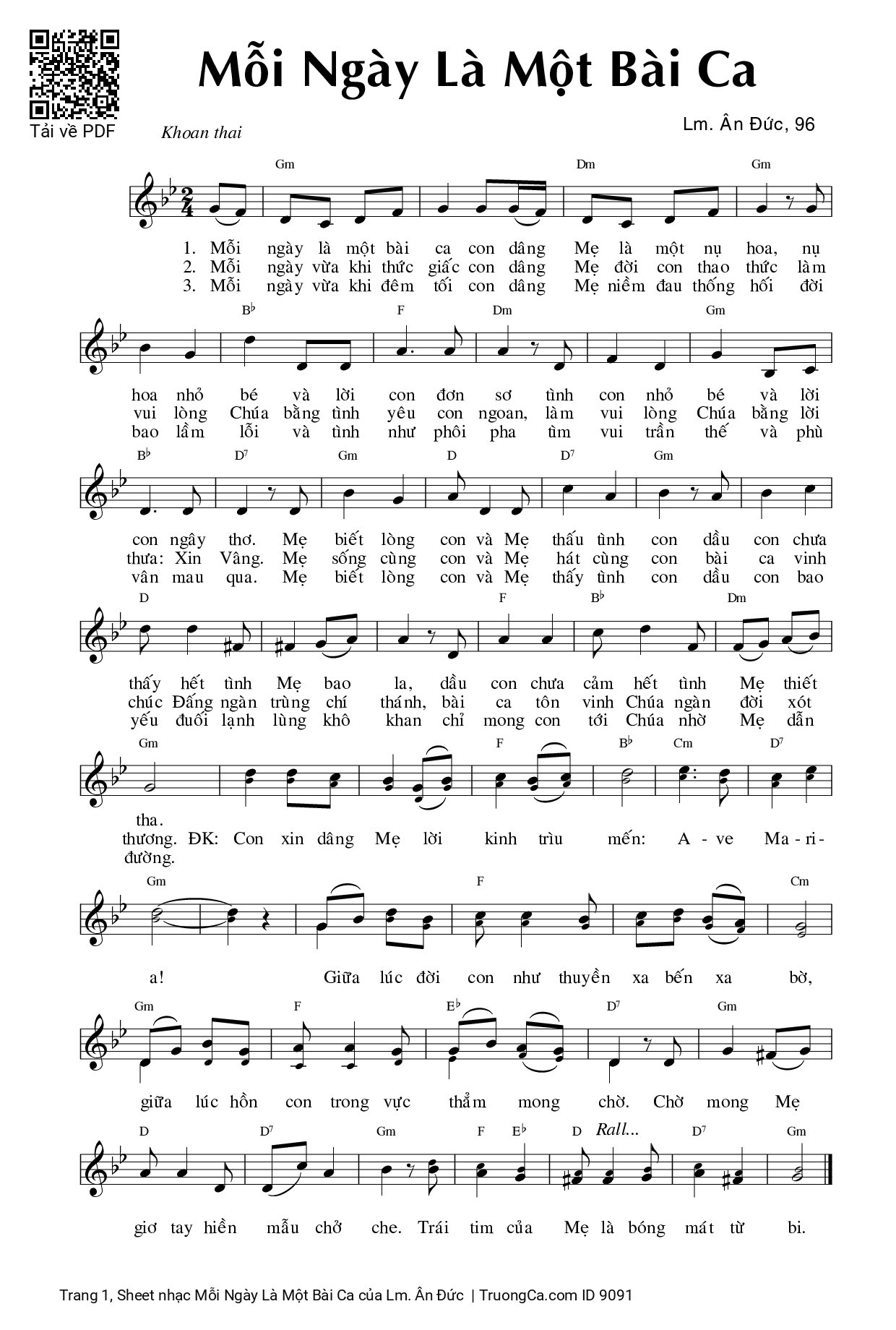 Sheet PDF of Mỗi Ngày Là Một Bài Ca