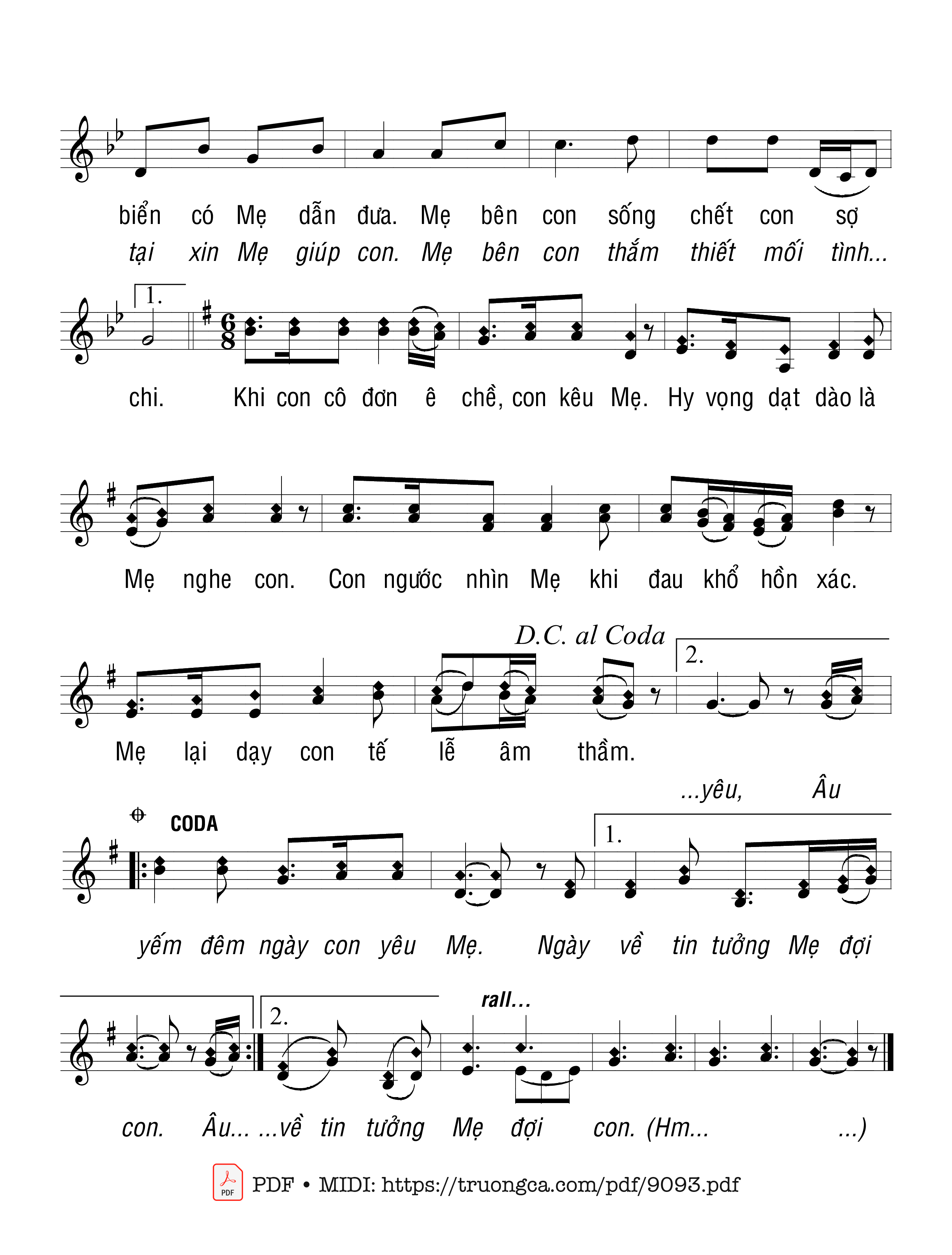 Page 2 of Sheet music PDF Mẹ Và Con - Lm. Ân Đức
