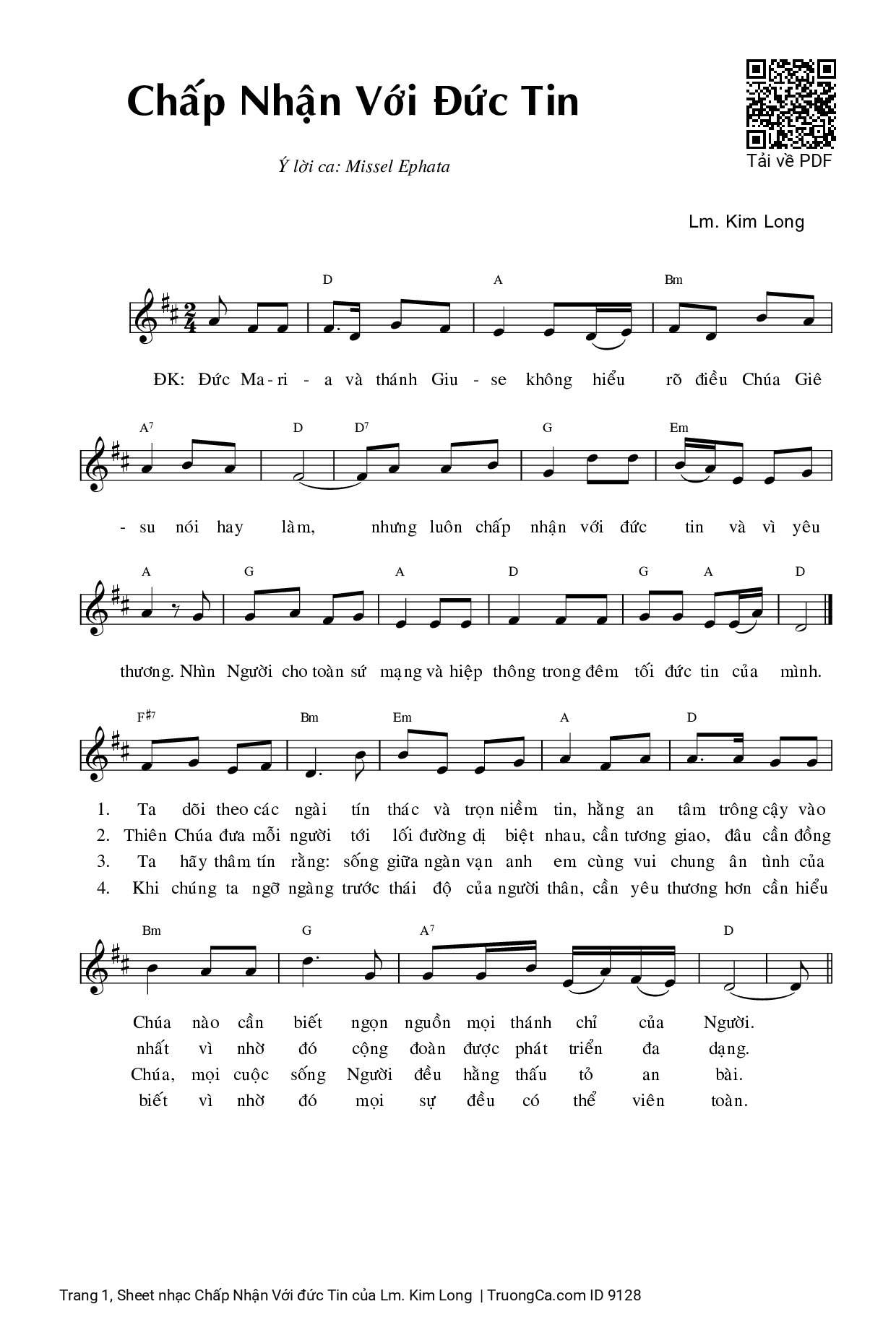 Sheet PDF of Chấp Nhận Với đức Tin