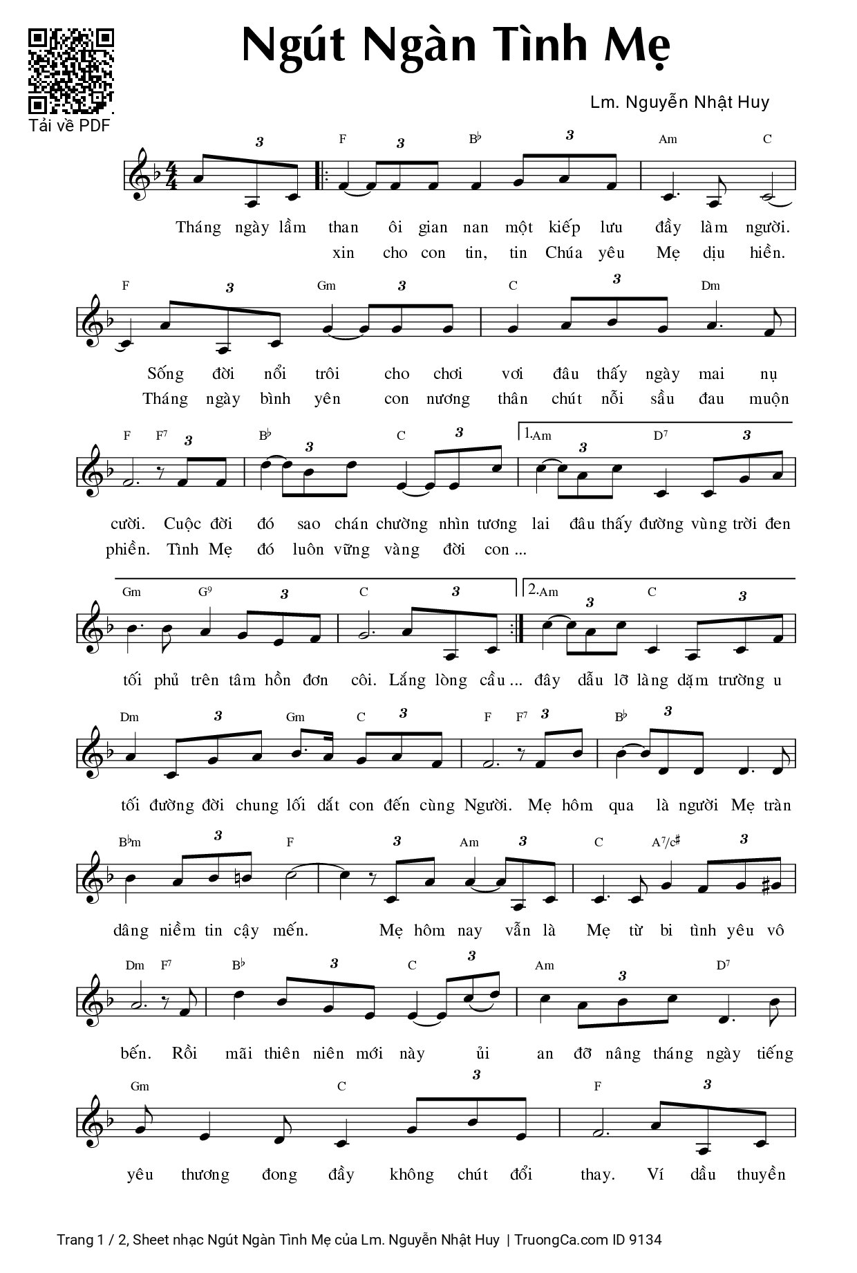Sheet PDF of Ngút Ngàn Tình Mẹ