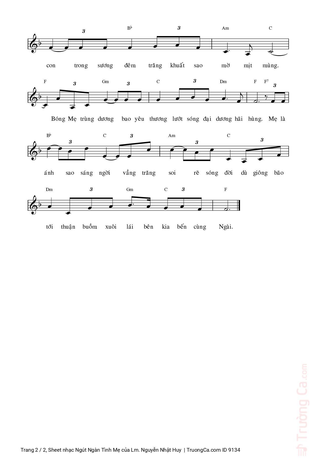 Page 2 of Sheet music PDF Ngút Ngàn Tình Mẹ - Lm. Nguyễn Nhật Huy