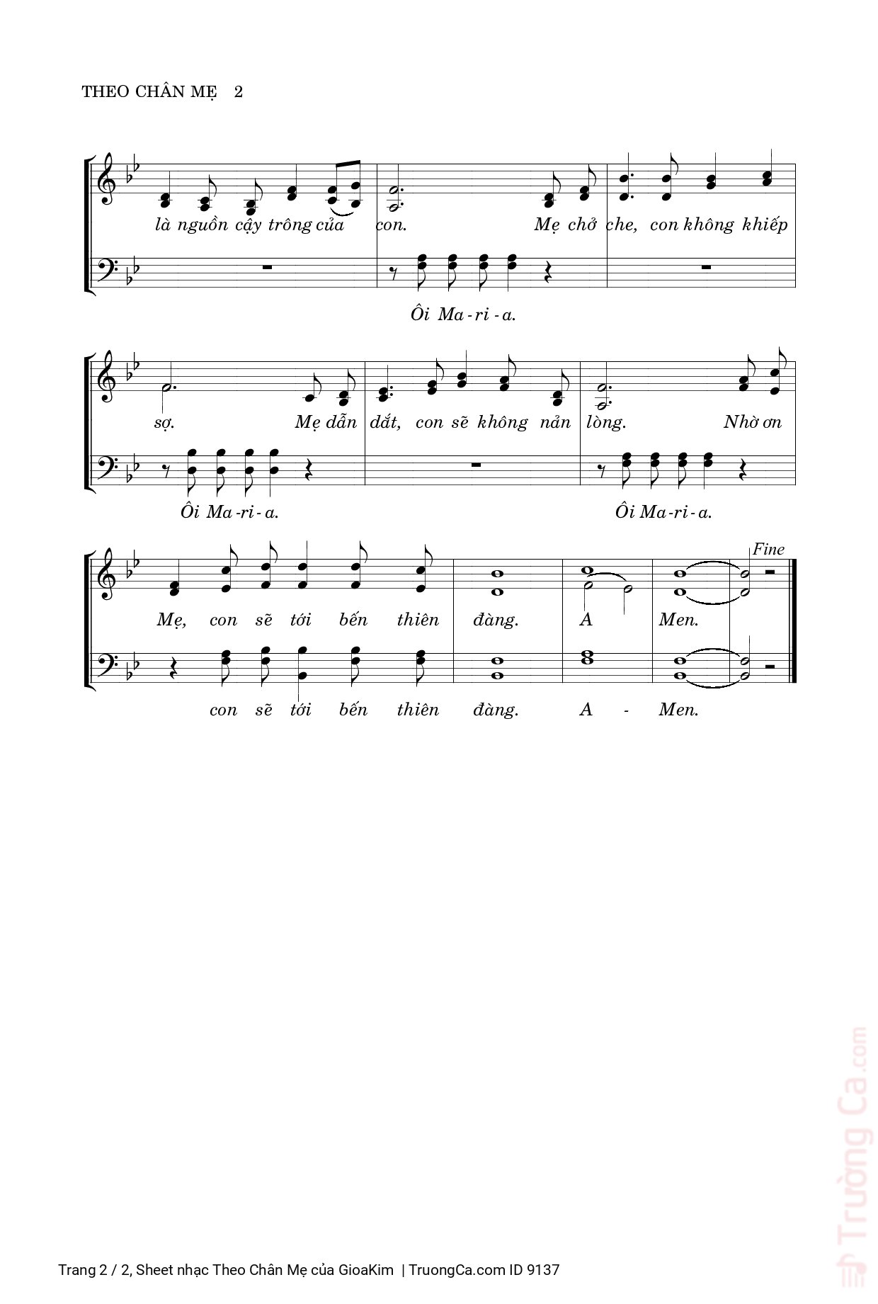 Page 2 of Sheet music PDF Theo Chân Mẹ - GioaKim