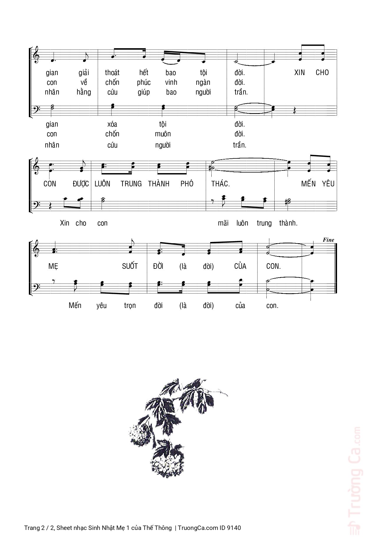 Page 2 of Sheet music PDF Sinh Nhật Mẹ 1 - Thế Thông
